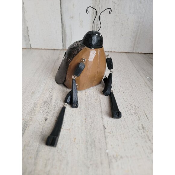 Vintage unique wooden ladybug dangling leg jointed home decor figure - Picture 2 of 6